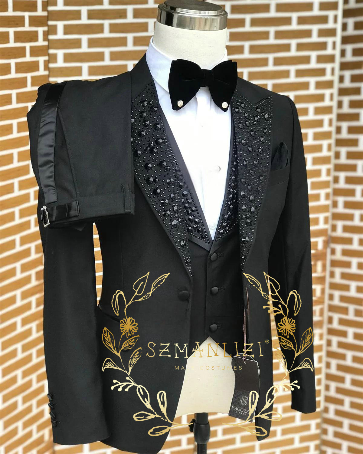 Men'S Formal Wear In Wedding - Zwarte Mannen Pakken Luxe Steen Kristal