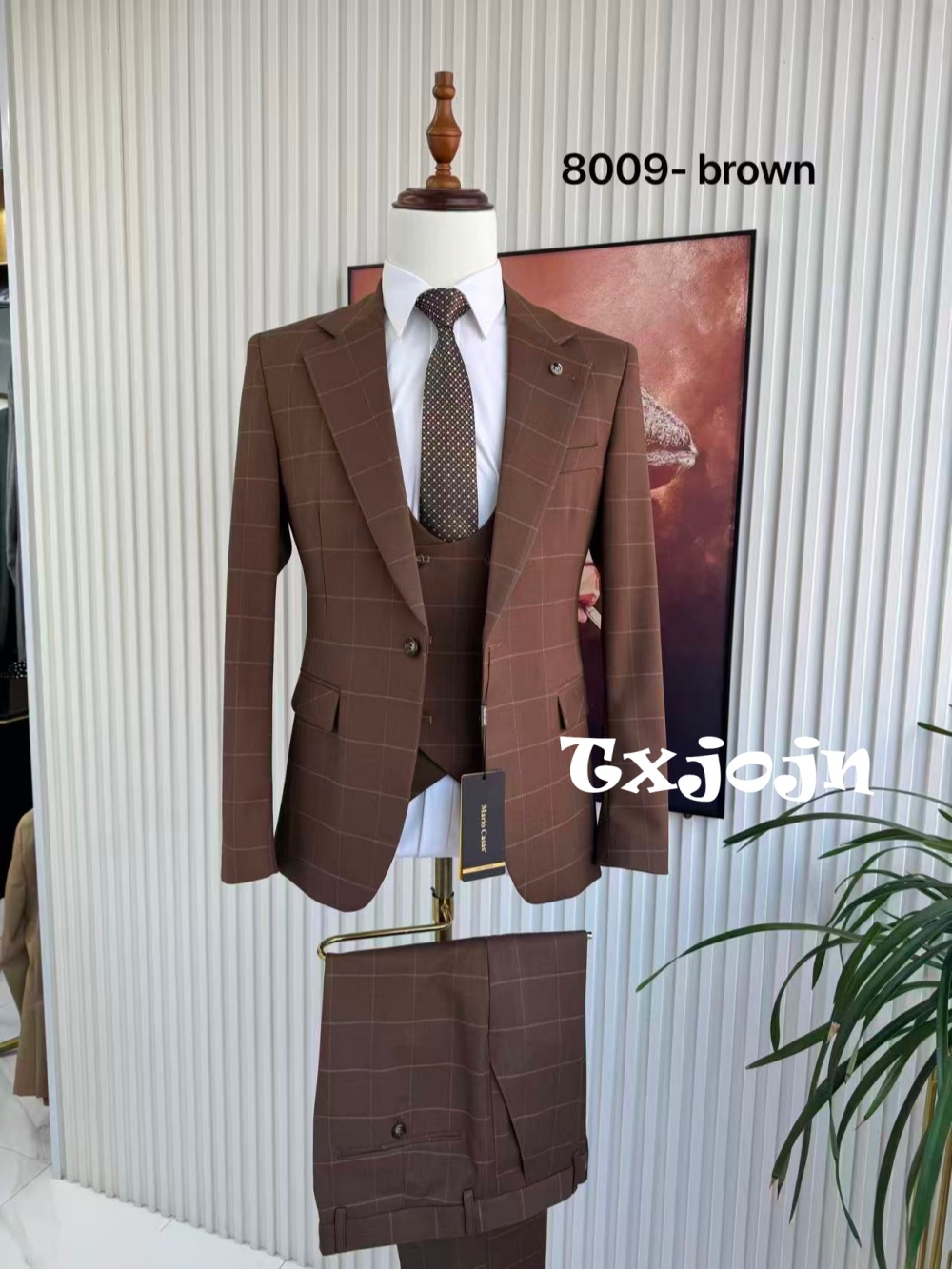 Men Formal Wear Office - Heren Ruitpak 3-delig (jas, vest, broek)