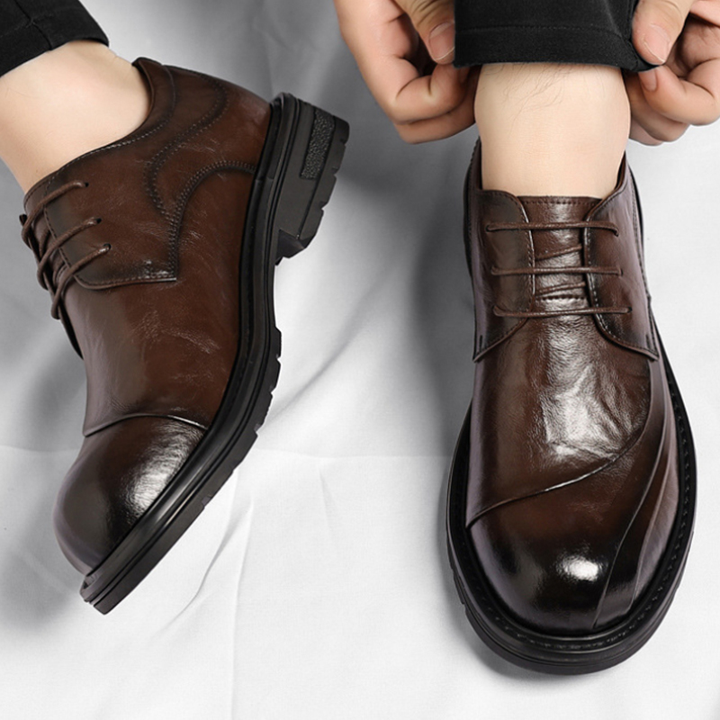 Men'S Formal Wear In Wedding - Bruin gepolijst echt leer met veters,