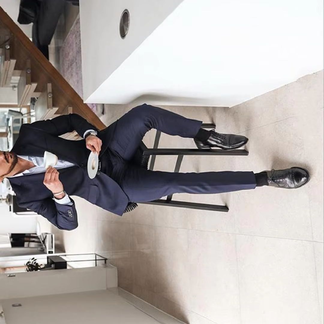 Men Formal Wear Design - Marineblauwe 2-delige smokingpakken voor bruidsjonkers, beste