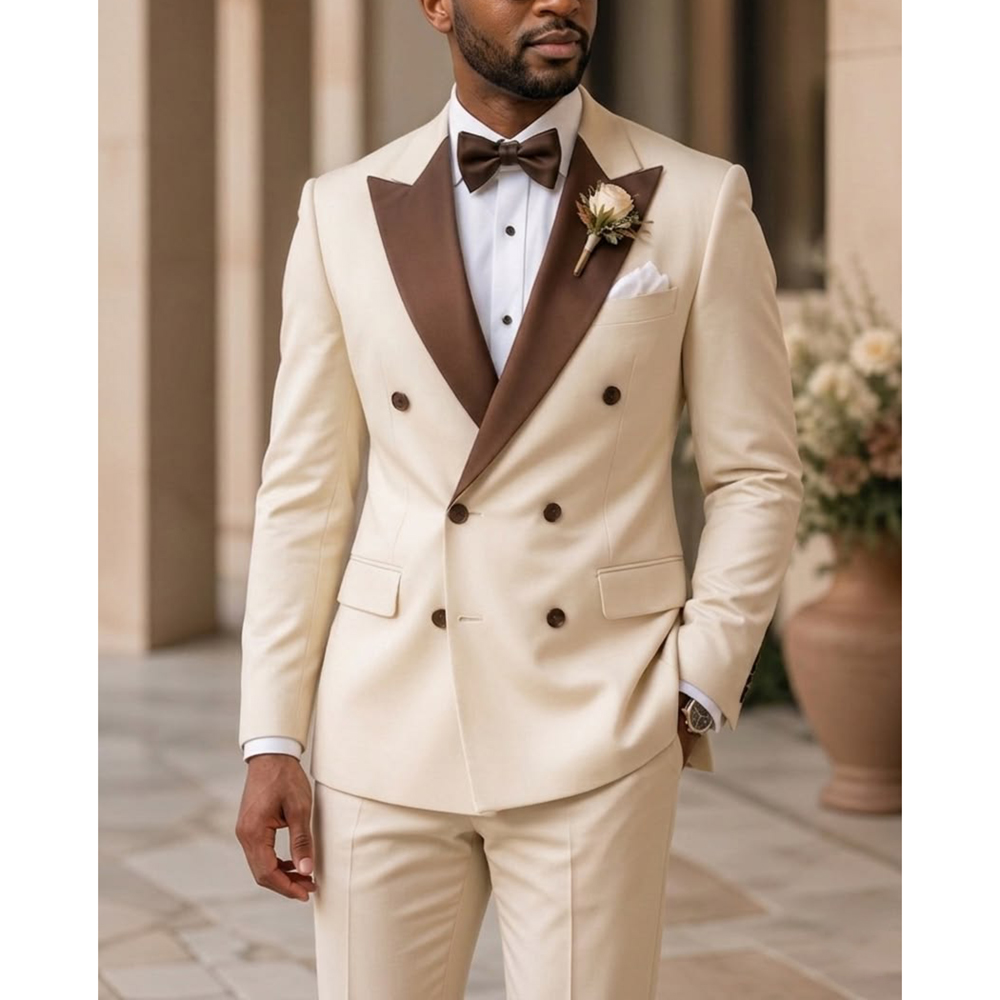 Men'S Formal Wear In Wedding - Heren Double Breasted Smokingpak Mode Peak