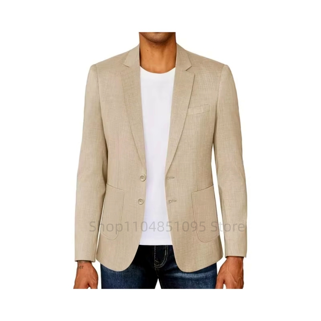 Slim Fit Heren Beige/Blauw Lin - Men Formal Wear Design recensie en prijs